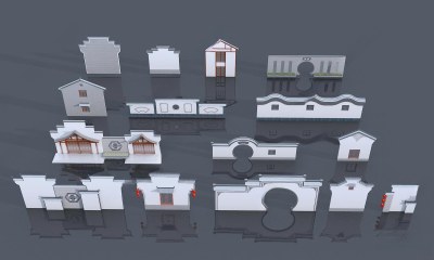 中式马头墙3D模型下载